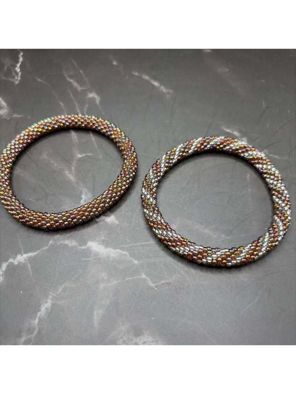 Set of 2 Beaded Roll-On Bangle Bracelets